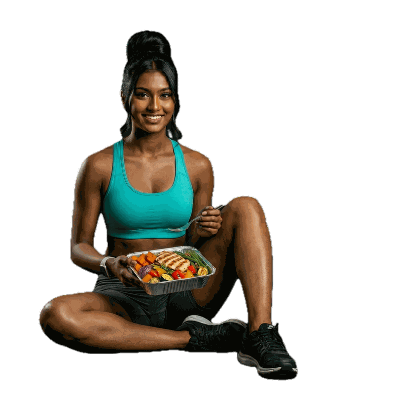 Fit person eating a healthy FitChef ready-made meal